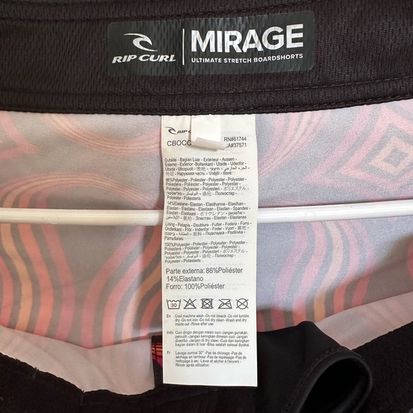 Men beach shorts sports RIP curl quick dry stretch boardshorts black/red size 30 - Picture 5 of 6